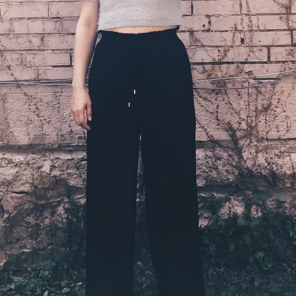 Black Flowy Oversized Pants